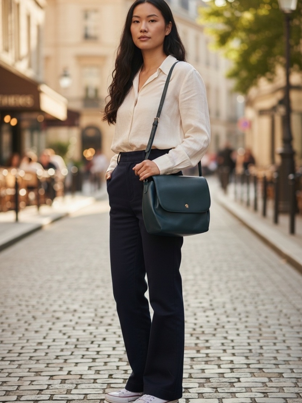 Etienne Aigner Vintage Midnight Blue Flap Shoulder Crossbody Bag